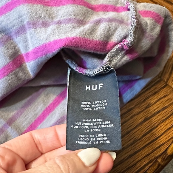 HUF Purple and Blue Striped Tee - Picture 5 of 5